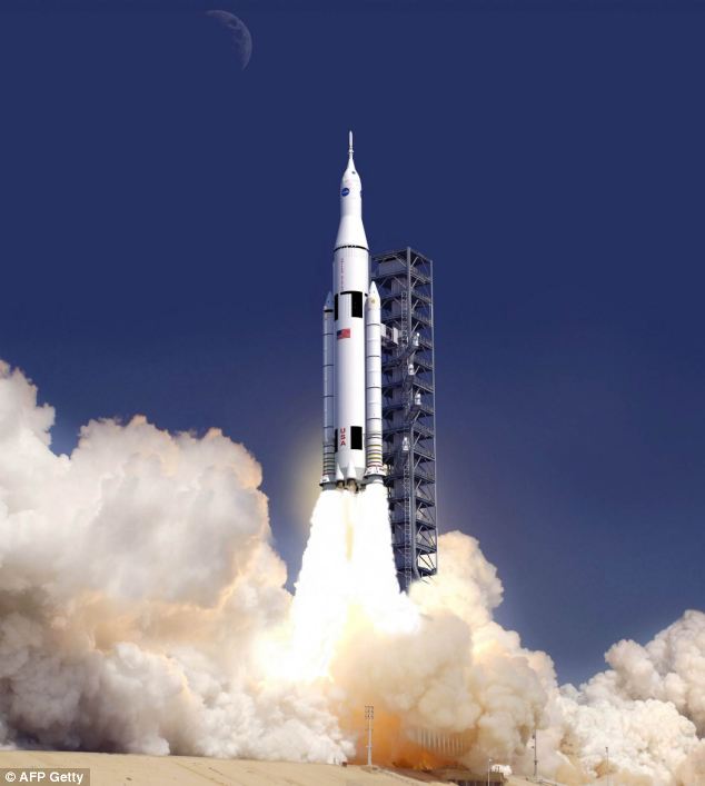 Ultimate goal: The Orion capsule atop a SLS rocket launching into orbit. Subject to funding, Nasa hopes to pair the capsule and the mighty Saturn V-style booster for a launch in 2017